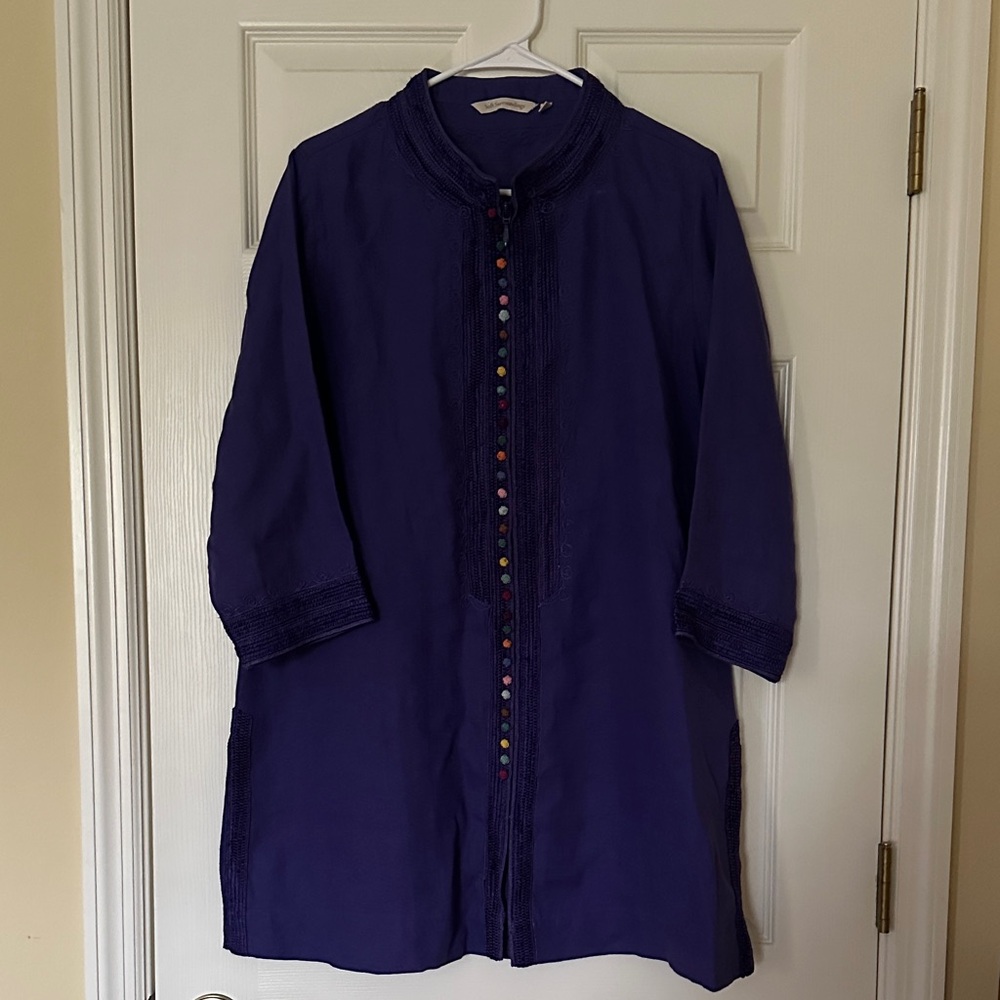 Soft Surroundings Deep Purple Tunic with Colorful Buttons